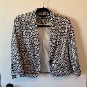 Mario Serrani Navy and White Geometric Blazer